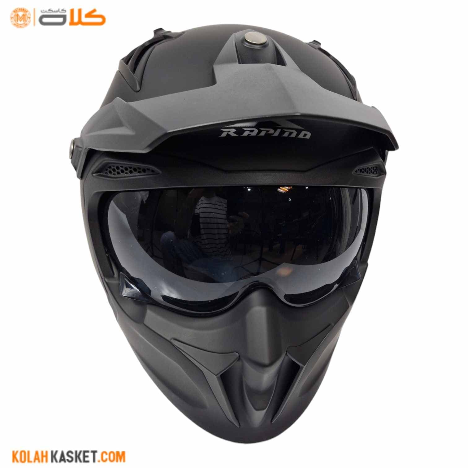 کلاه کاسکت فک جدا شونده راپیدو | Matte black – کد 890 — تصویر ۴