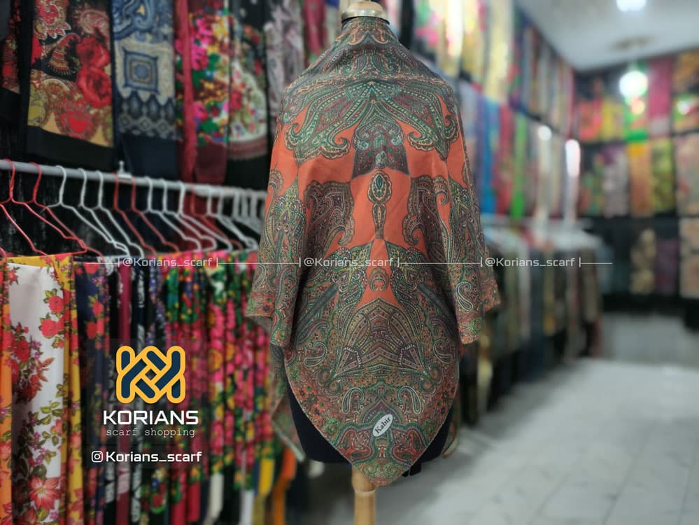 روسری نخی مدل یاسین رنگ نارنجی
