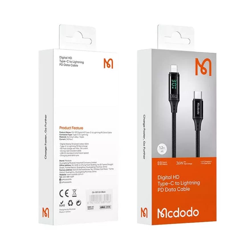 کابل شارژ MCDODO TYPE -C TO LIGHTNING CA-1030 — تصویر ۴