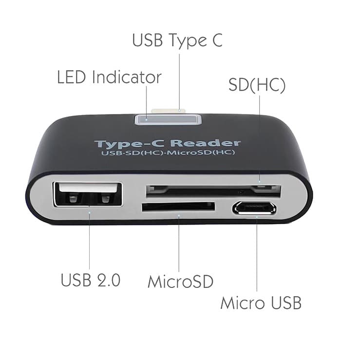 رم ریدر و کارت خوان چند کاره تایپ C مدل UTC3-1 پشتیبانی از USB 3.1 با سرعت 10Gbps با قابلیت خواندن انواع مموری — تصویر ۷