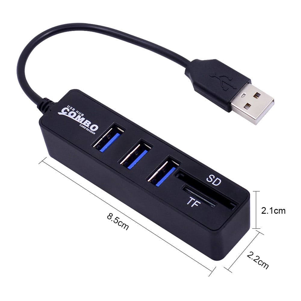 هاب COMBO و رم ریدر 5 پورت کمبو جنیون مدل 480Mbps سه پورت USB2.0 و پشتیبانی از SD Card ، (Micro SD)TF Card — تصویر ۷