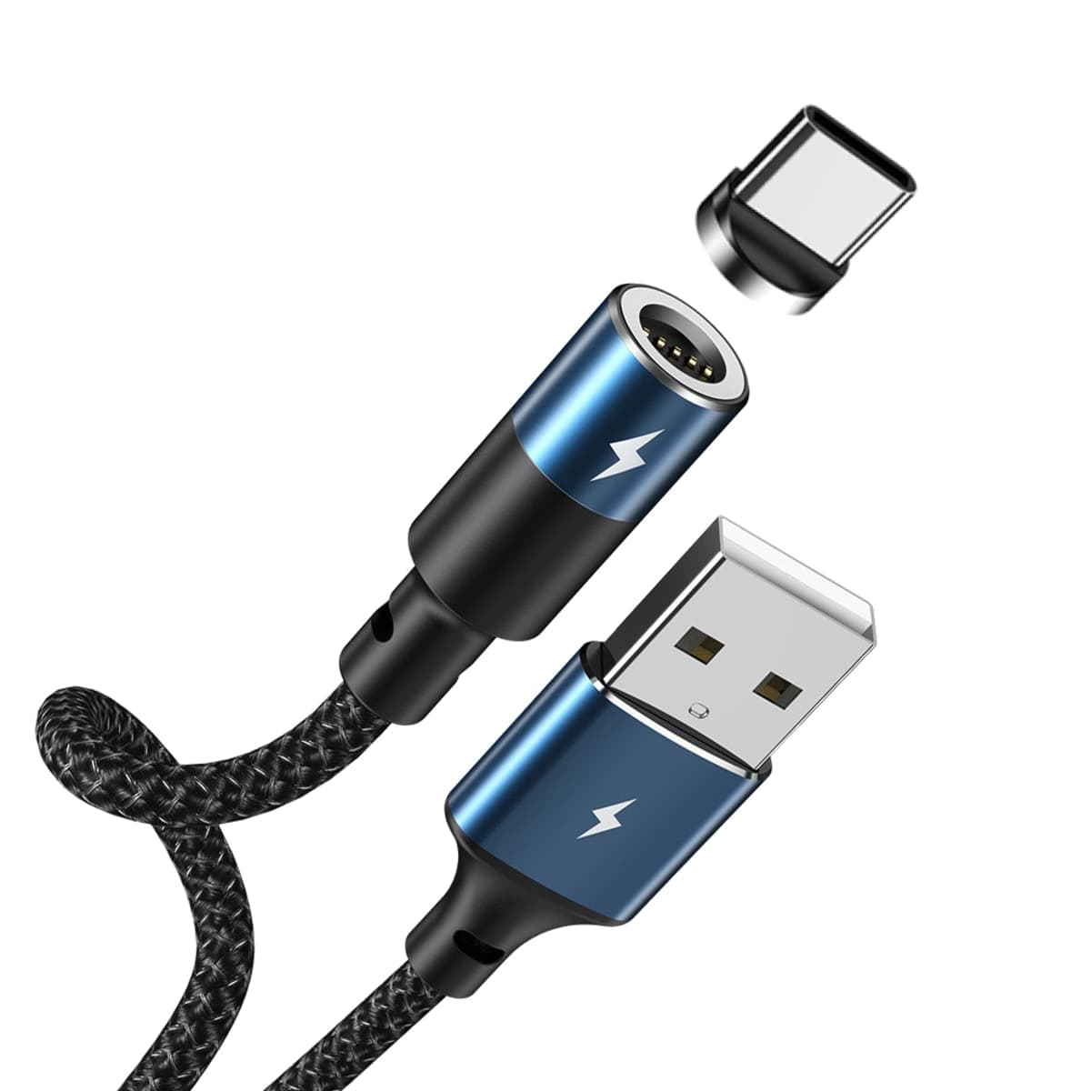 کابل شارژ مگنتی مغناطیسی USB به Type C با شدت جریان 2.4 آمپر، برند ریمکس مدل Smart ZIGIE Rc-102a با سری های آلمینیومی led دار ، پوشش بیرونی کنفی بافته شده طول 1.2 متر — تصویر ۲