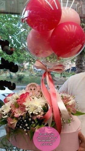 باکس گل و عروسک برای قدم نو رسیده فرزند