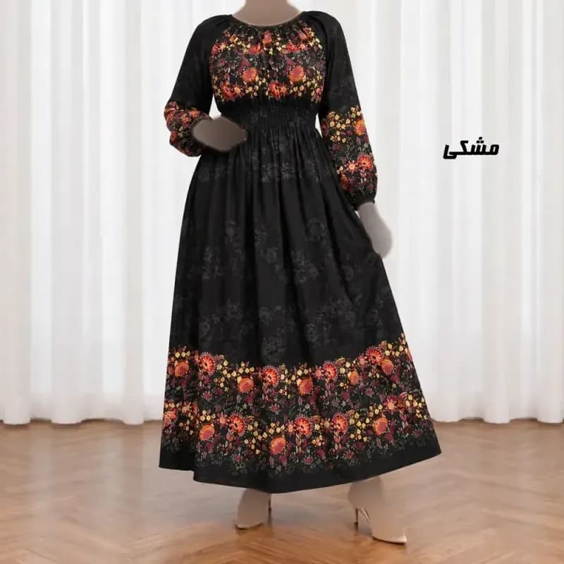 پیراهن ساحلی زنانه نخی کش دار طرح حاشیه برگ فری سایز — تصویر ۷