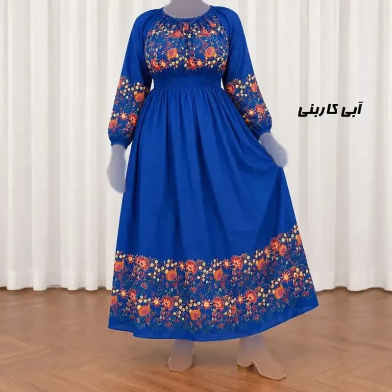 پیراهن ساحلی زنانه نخی کش دار طرح حاشیه برگ فری سایز — تصویر ۲