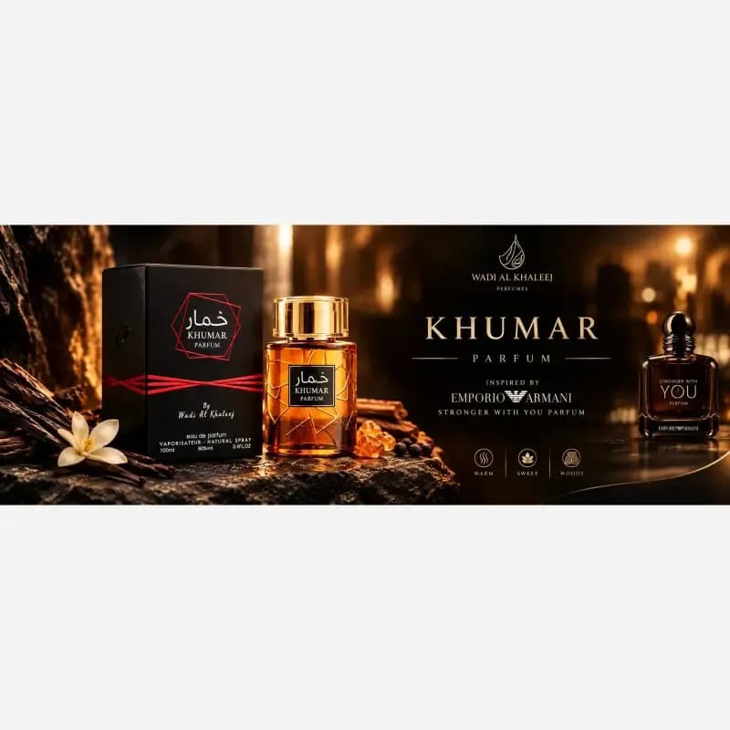 عطر ادکلن مردانه خمار پارفوم وادی الخلیج حجم 100 میل مشابه استرانگر ویت یو پارفوم — تصویر ۴