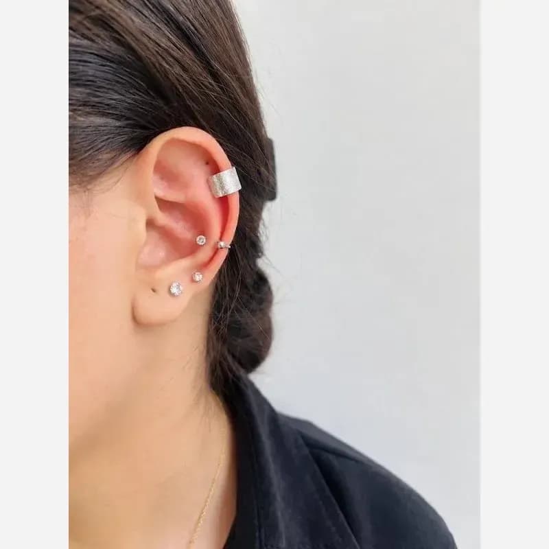 پک گوشواره دخترانه برنجی مدل ایرکاف چندتکه رنگ طلایی و نقره ای — تصویر ۶