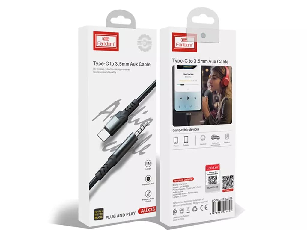 کابل صدا تایپ سی ارلدام Earldom ET-AUX38 Cable 1m — تصویر ۲