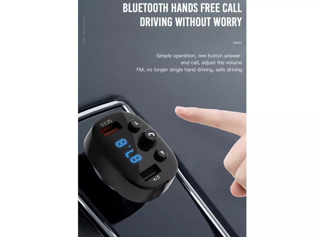 شارژ فندکی 18 وات و گیرنده بلوتوث خودرو با دو پورت یواسبی ایکساو XO Bluetooth FM transmitter car charger 18W BCC03 — تصویر ۸