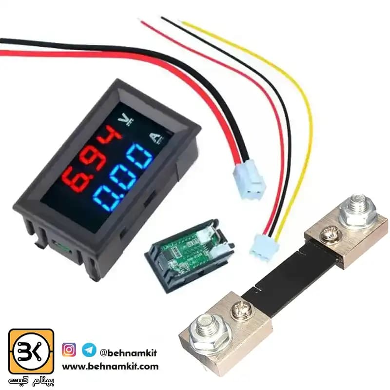 ولت متر ، امپر متر دیجیتال 100 ولت 100 آمپر / LED ابی