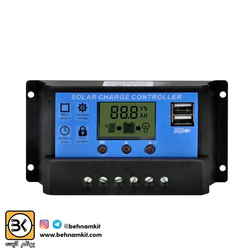 کنترل شارژ KLD1210 12/24V 10A LCD