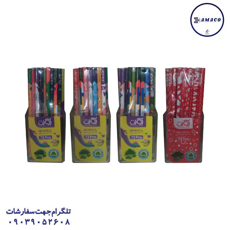آوات – مداد مشکی + قرمز استندی 2 قراصی کد 3953 — تصویر ۲