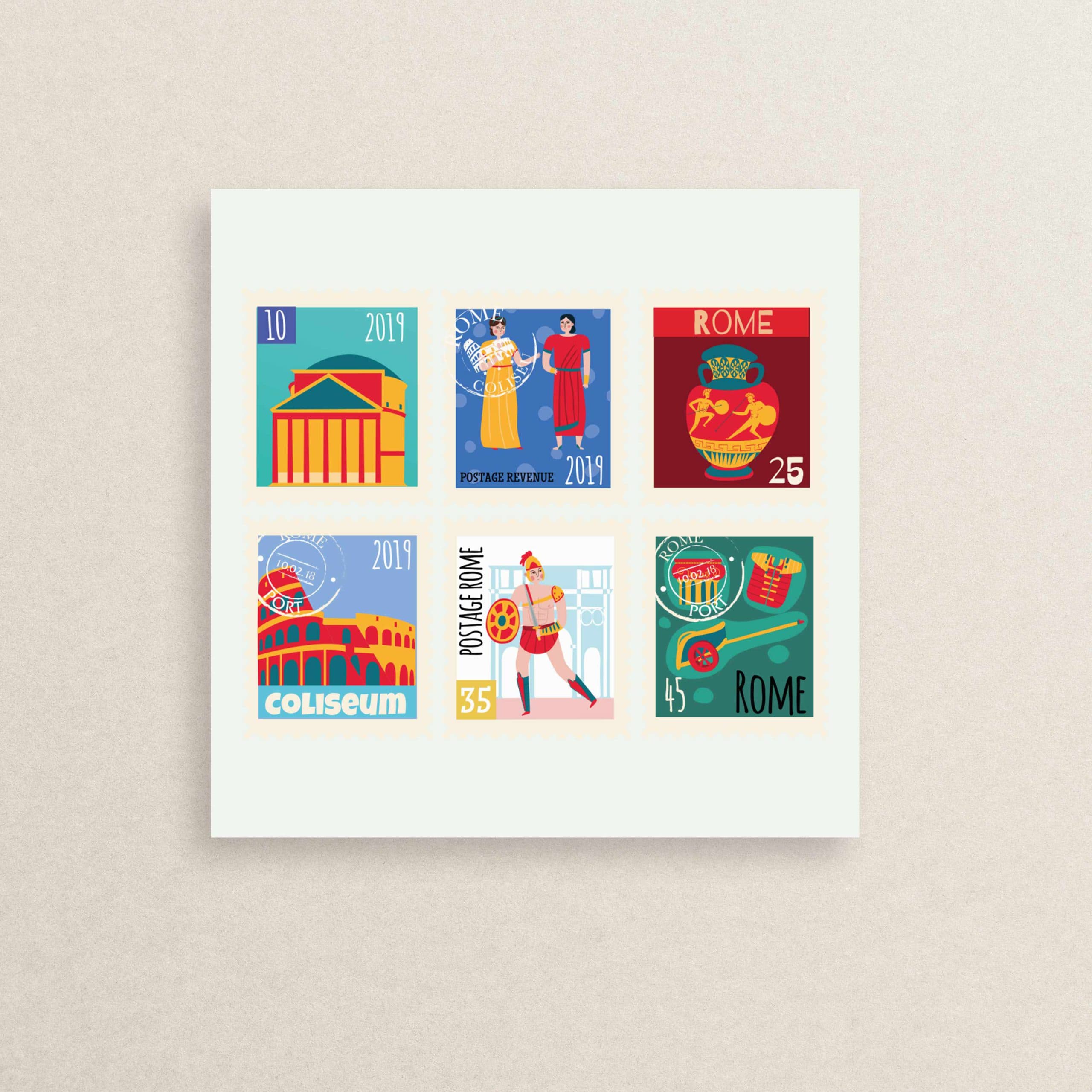 پک استیکر تمبری 6 تایی کشورهای دنیا 05 | The Countries stamp Sticker pack 05