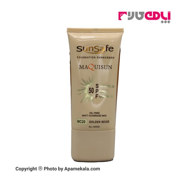 ضد آفتاب کرم پودری و پرایمری فاقد چربی سان سیف SPF50 بژ طلایی NC20