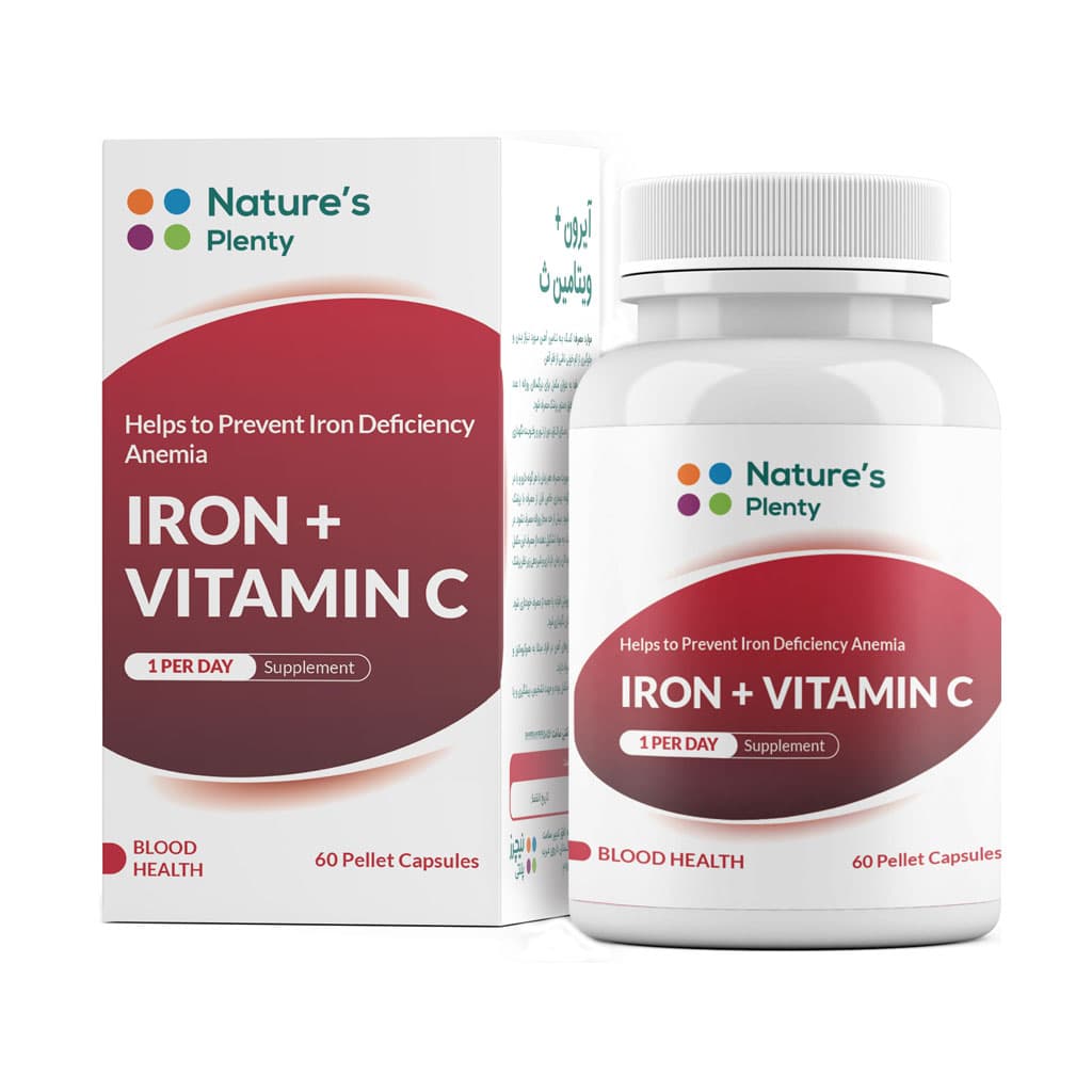 کپسول آهن با ویتامین C نیچرز پلنتی 60 عدد Natures Plenty Iron And Vitamin C 60 Caps