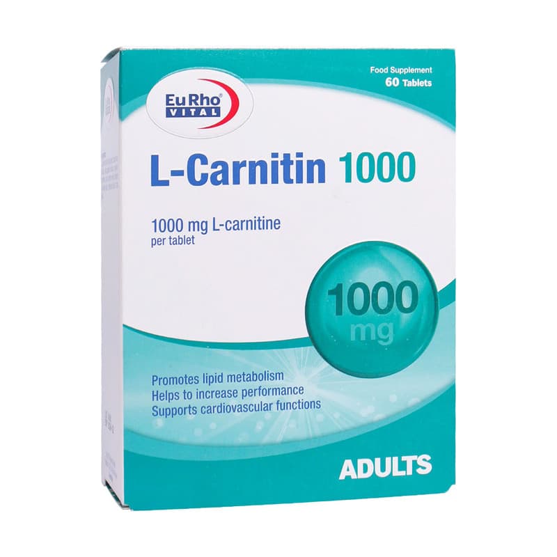 قرص ال کارنیتین 1000 میلی گرم یوروویتال 60 عدد Eurhovital LCarnitin 1000 mg 60 Tabs