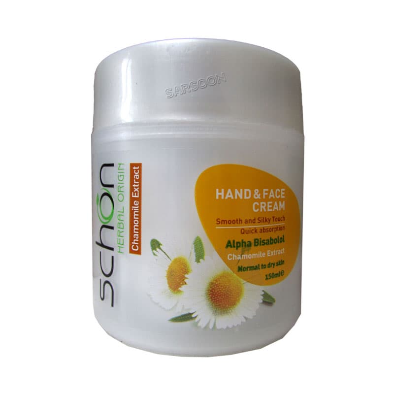 کرم دست و صورت حاوی عصاره بابونه شون مناسب پوست‌های معمولی و خشک Schon Hand And Face Cream Chamomile Extract