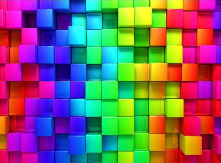 پوستر دیواری سه بعدی رنگین کمان مکعب ها کد 3D-049 — تصویر ۲