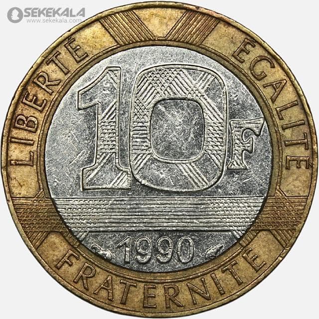 سکه 10 فرانک دو فلزی فرانسه 1990 — تصویر ۲