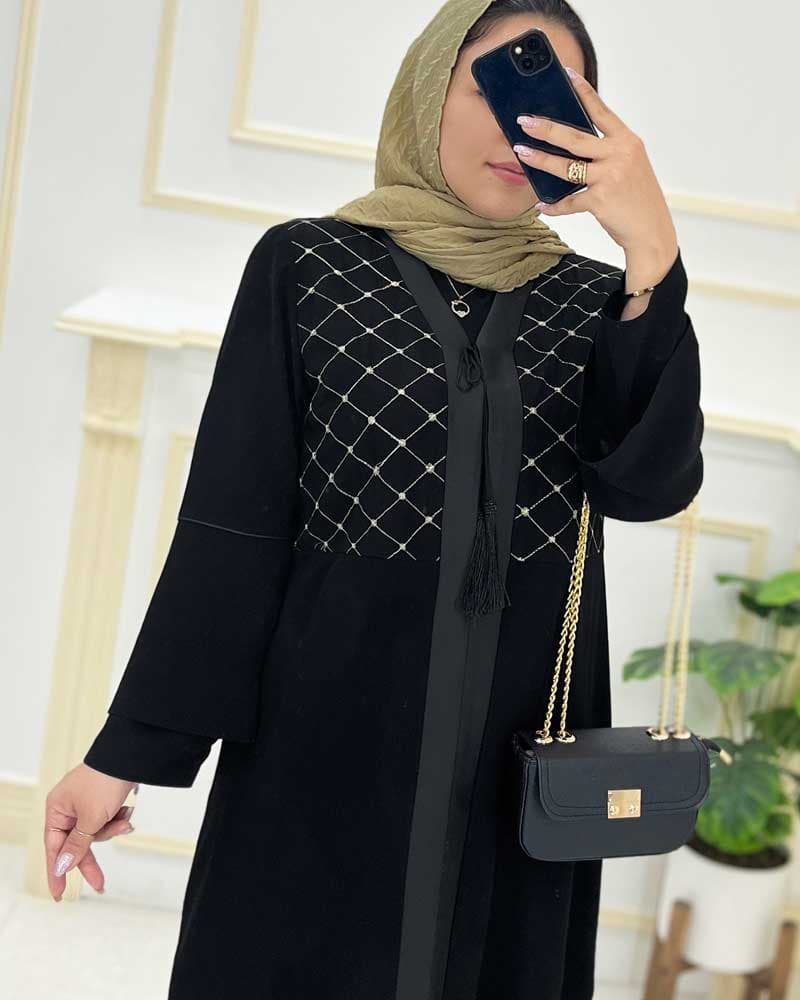 مانتو بلندکریشه مشکی ویژه محرم کد۱۱۰۶۱ — تصویر ۲