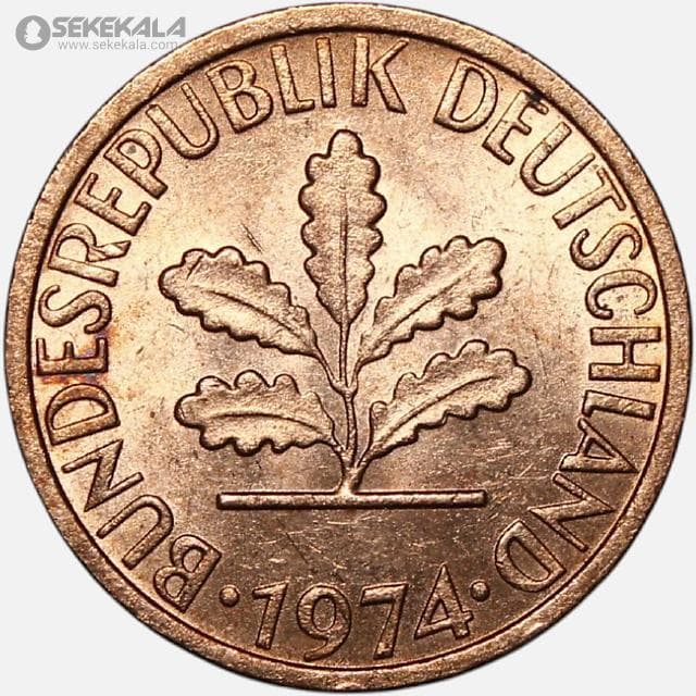 سکه 1 فنیگ آلمان 1974 (UNC) — تصویر ۲