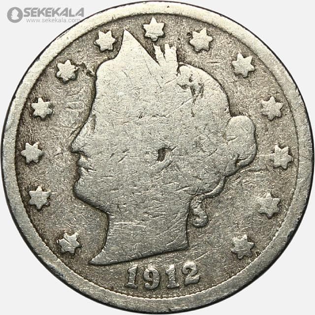 سکه 5 سنت قدیمی آمریکا 1912 (Liberty ـ آزادی)