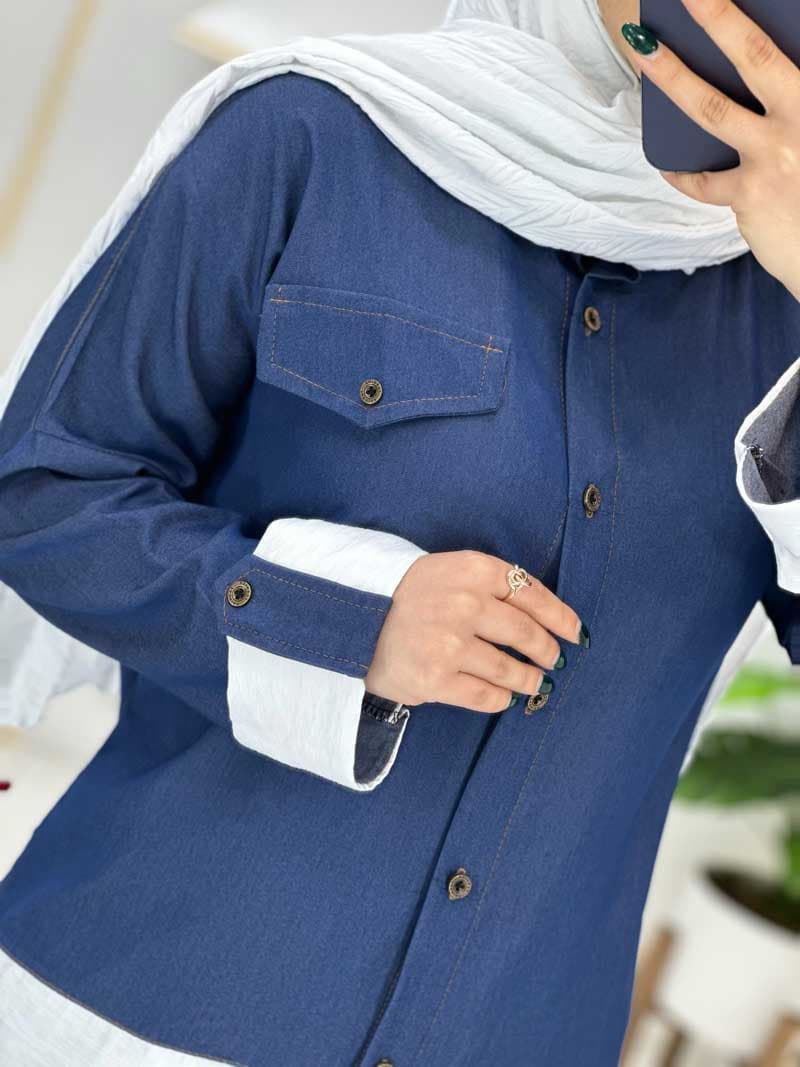 شومیزمانتویی تنسل یقه مردانه کد۹۷۴۶۸۲ — تصویر ۳