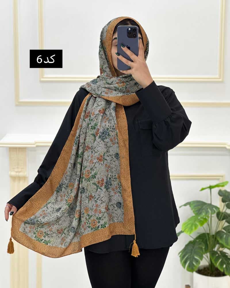 شال نخی گلدار کد۱۰۲۰۱۳۰ — تصویر ۴