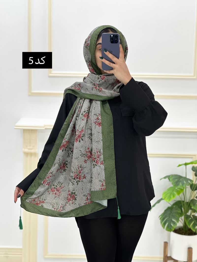 شال نخی گلدار کد۱۰۲۰۱۳۰ — تصویر ۳