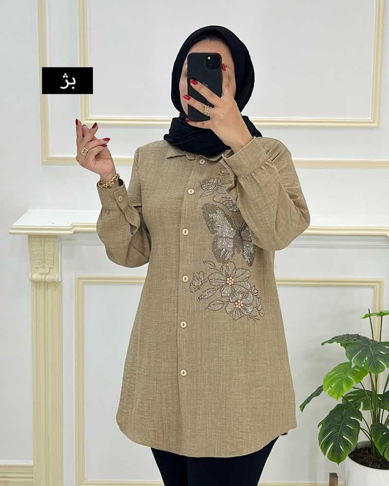 شومیزمانتویی یقه مردانه نگین دارکد۸۵۰۴۰۷۳۵ — تصویر ۴