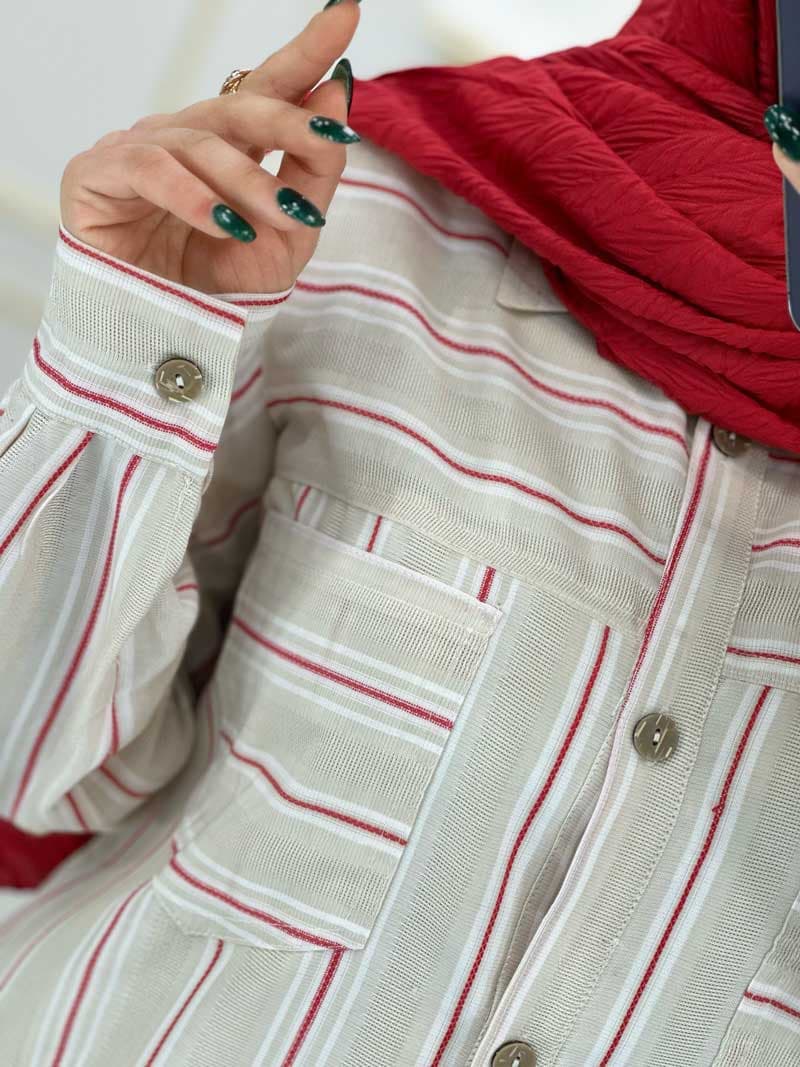 مانتو یقه مردانه لینن کد۱۰۵۴۰۰۲ — تصویر ۴