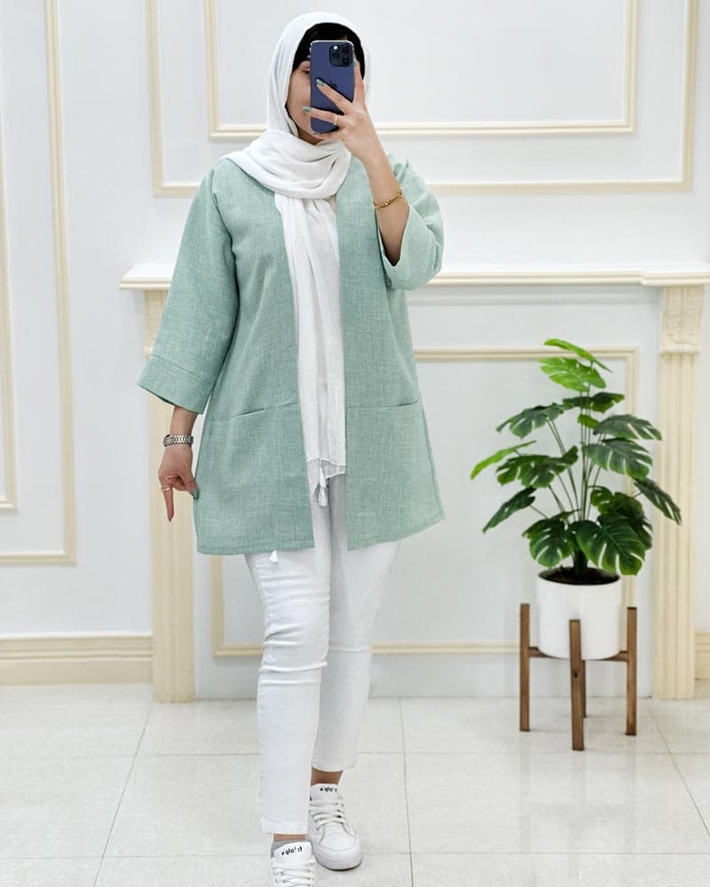 مانتو شانتون عبایی دوجیب کد329640