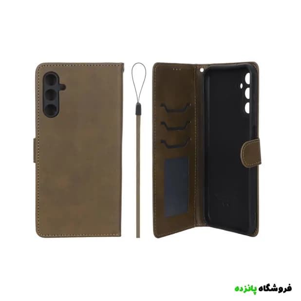 کیف موبایل مگنتی سامسونگ A14 داخل خز MNC Plus – سبز زیتونی — تصویر ۲