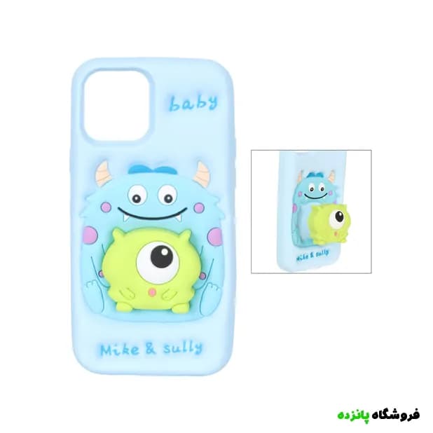 قاب سیلیکونی آیفون 12 پرو استندشو طرح Mike & Sully – آبی