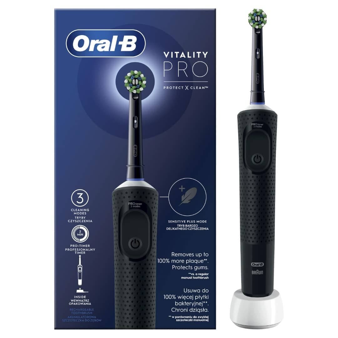 مسواک برقی اورال بی Oral-B Vitality Pro Black با 3 حالت مسواک‌زدن و تایمر 2 دقیقه‌ای رنگ مشکی