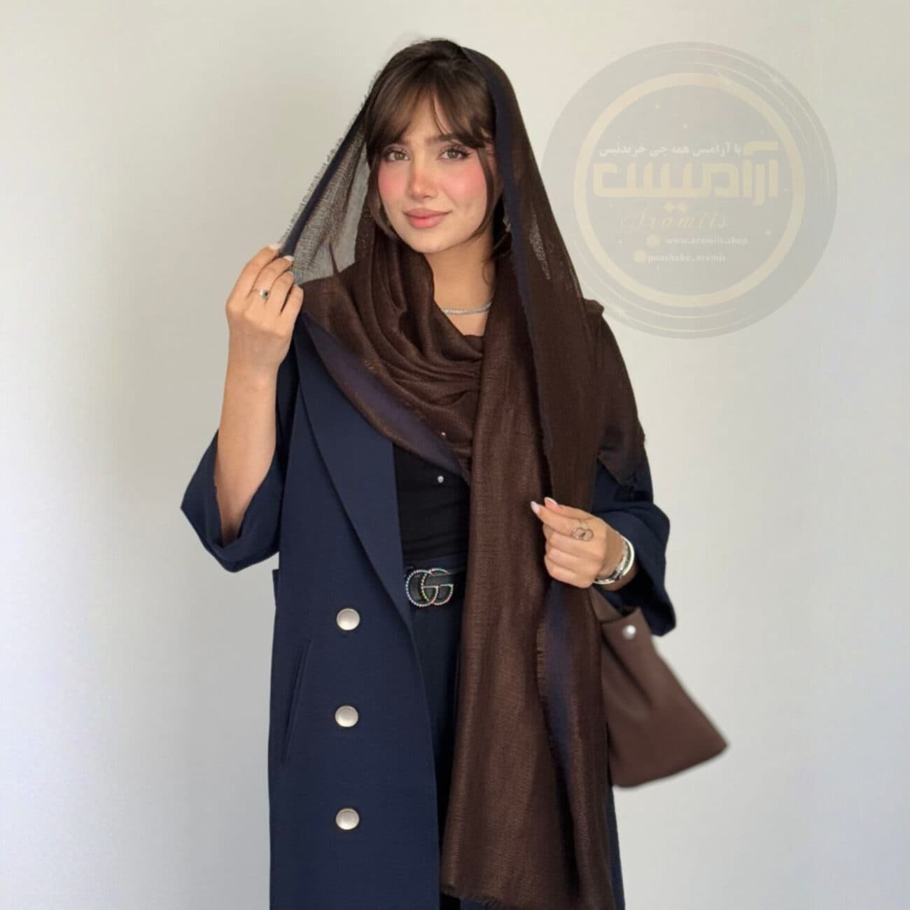 شال کنفی حاشیه دار دور ریش