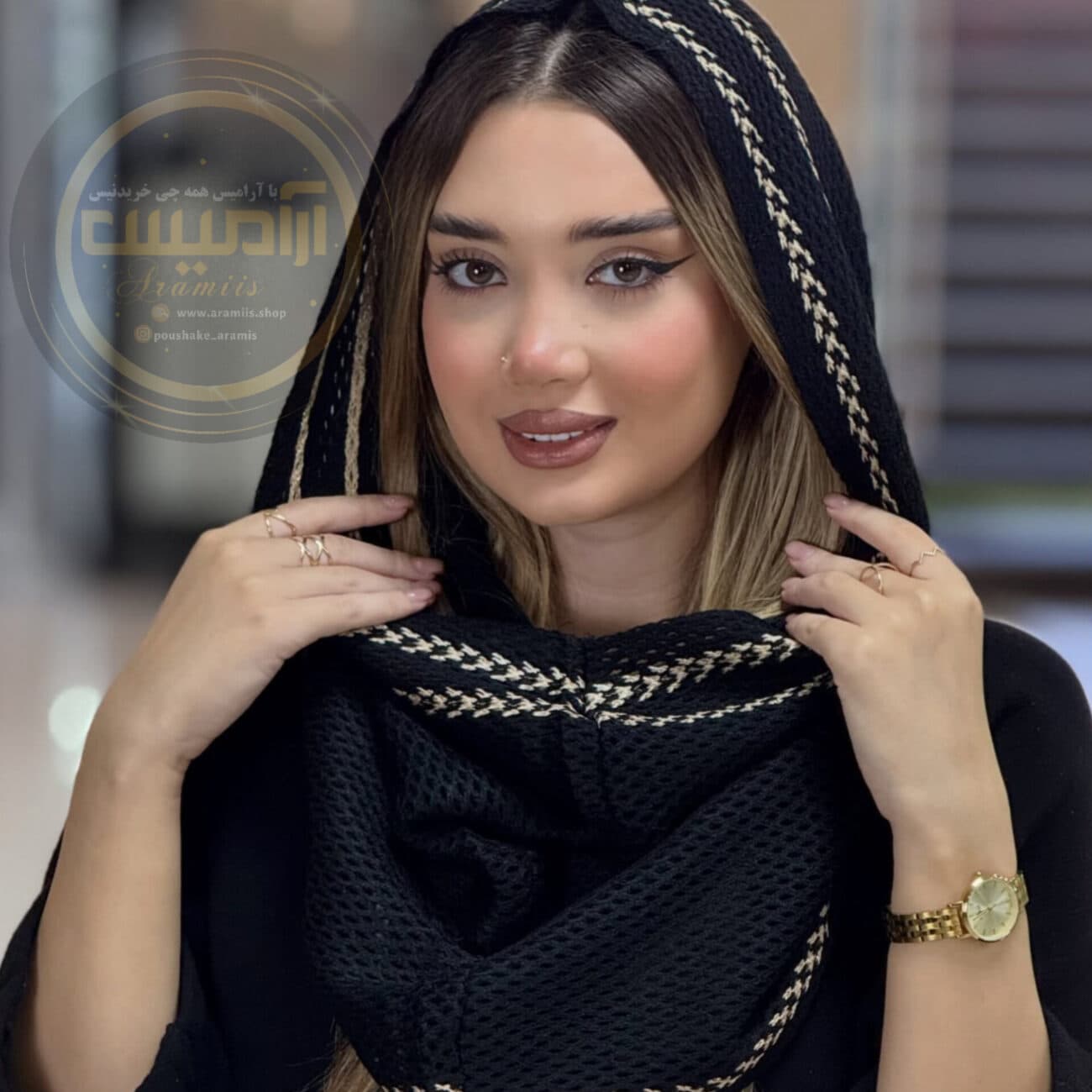 شال بافت رینگی ساده و حاشیه دار — تصویر ۵