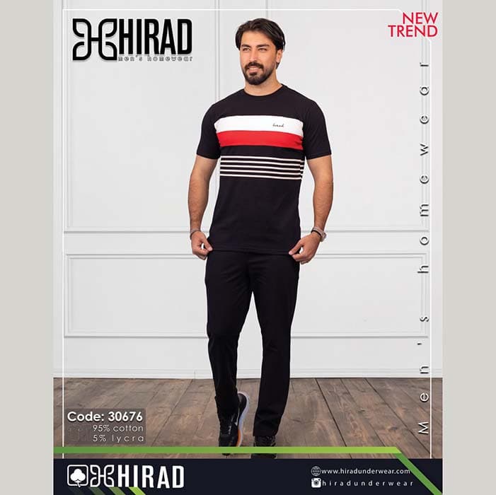 ست تیشرت و شلوار دورس مردانه مدل 30676 برند هیراد نخ پنبه سایز L کد 40177