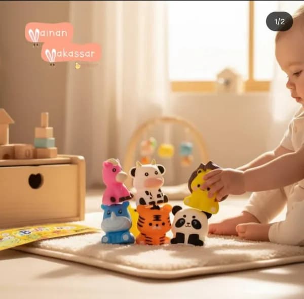 پوپت حمام حیوانات شش عددی baby toy — تصویر ۲