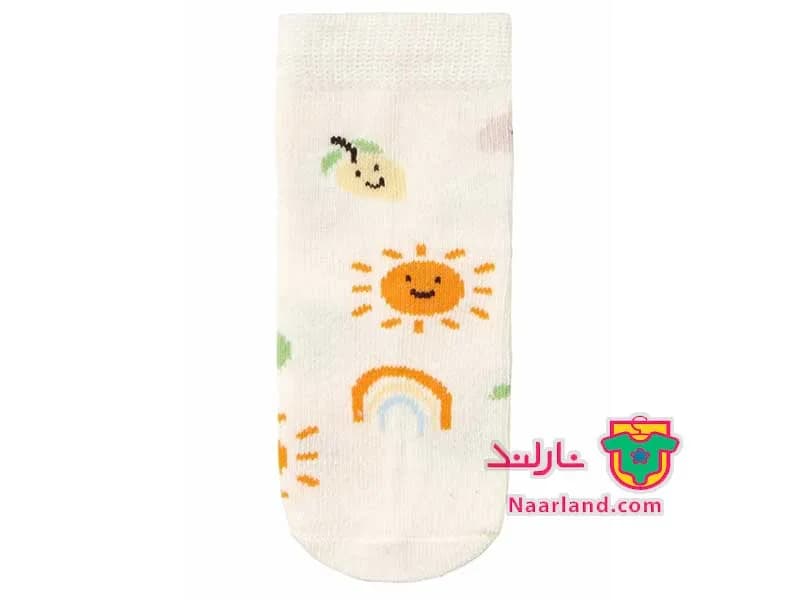 مجموعه 5 جفتی جوراب نخی نوزادی Lupilu سفید کرم طرح رنگین کمان — تصویر ۶