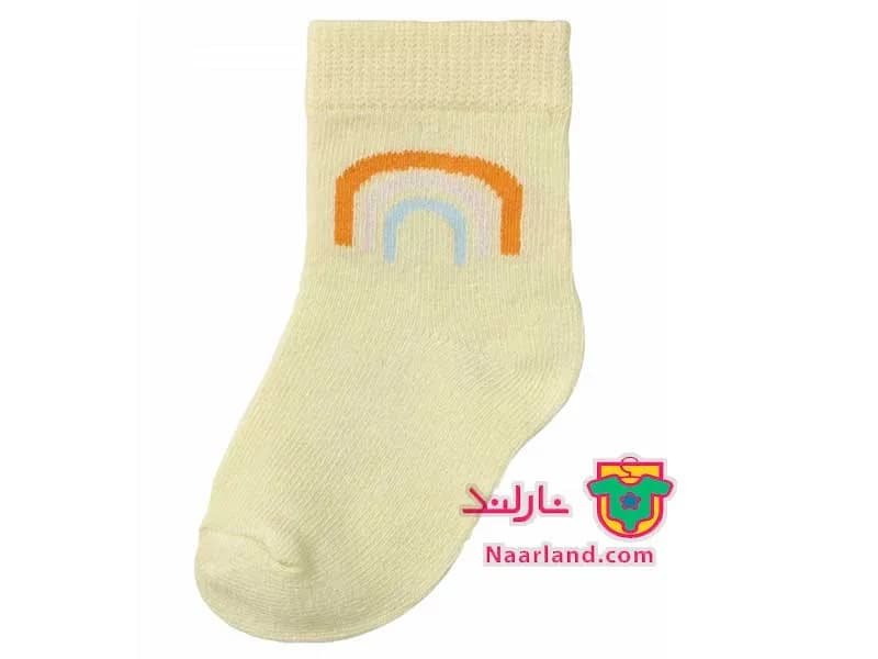 مجموعه 5 جفتی جوراب نخی نوزادی Lupilu سفید کرم طرح رنگین کمان — تصویر ۷