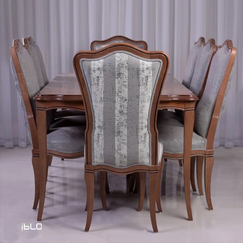 میز نهارخوری نئوکلاسیک 8 نفره لاوین (گردویی) — تصویر ۵