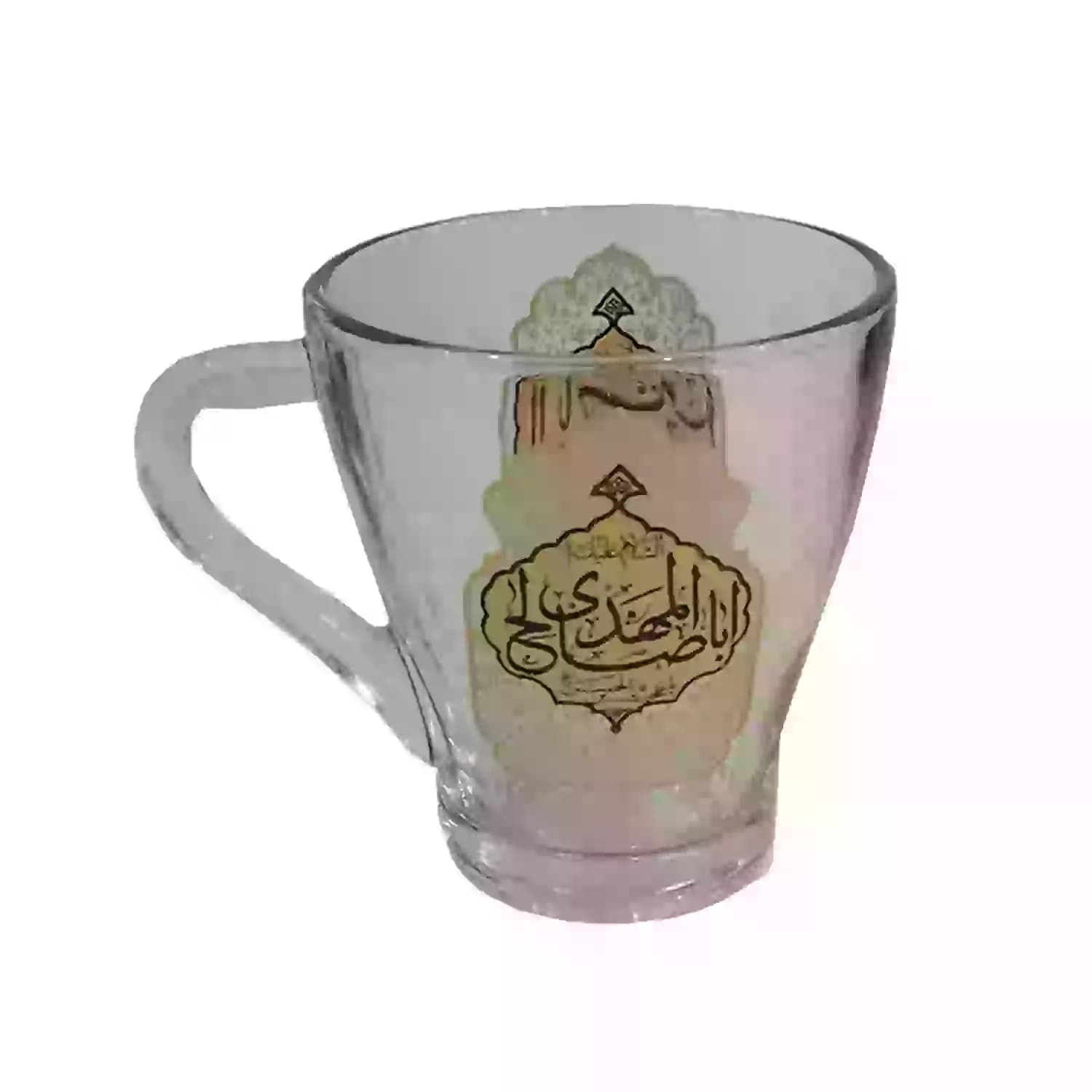 سرویس سه پارچه بلوری قندان و سینی و لیوان دسته دار یا مهدی و آل یاسین-پامنبری هیئت-ست مداح کد 104207 — تصویر ۴