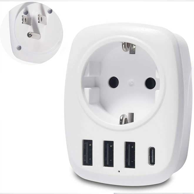 سوکت آداپتور مسافرتی پورت شارژ سریع Unidapt USB C (18 W)