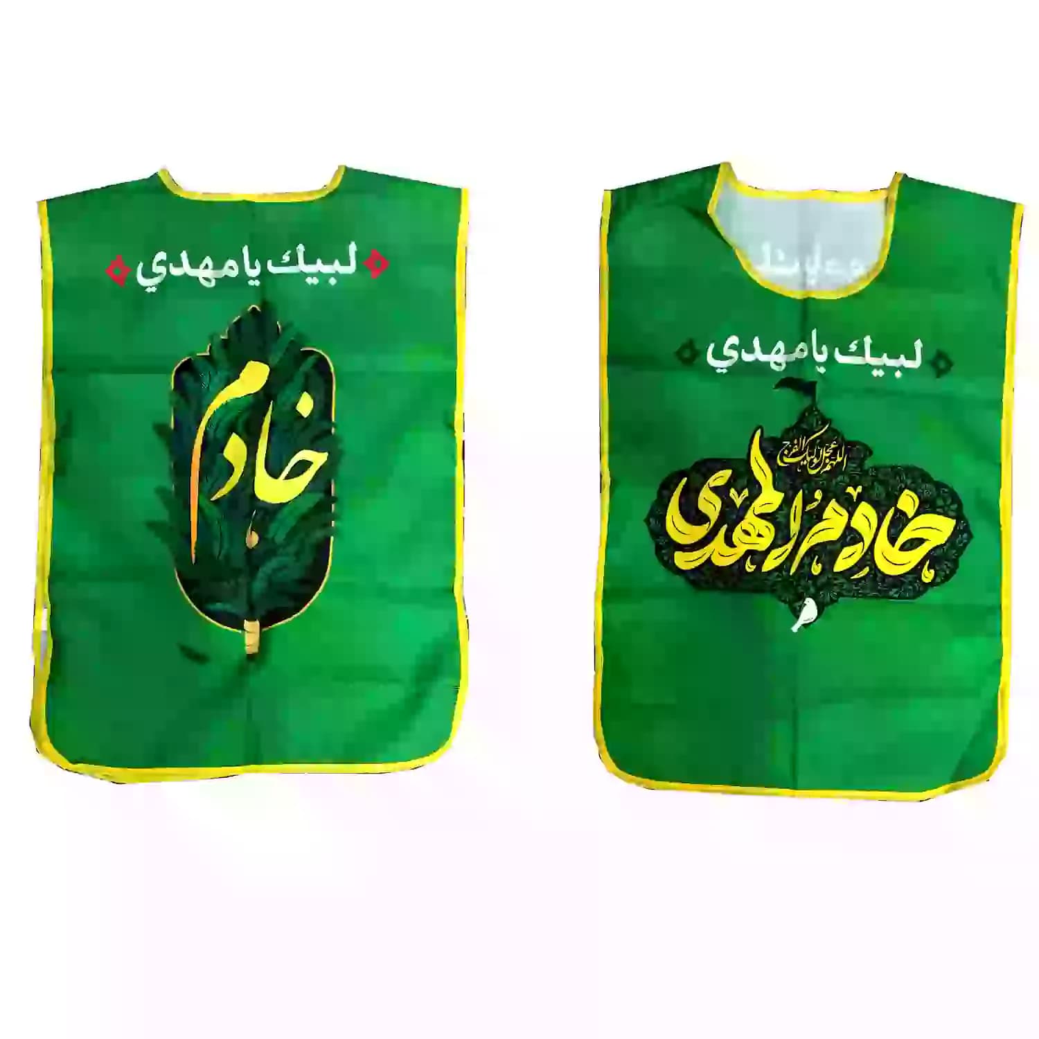ک0اور خادمی پاناما سبز طرح خادم المهدی عج اندازه 48در75سانت کد 104012 — تصویر ۳
