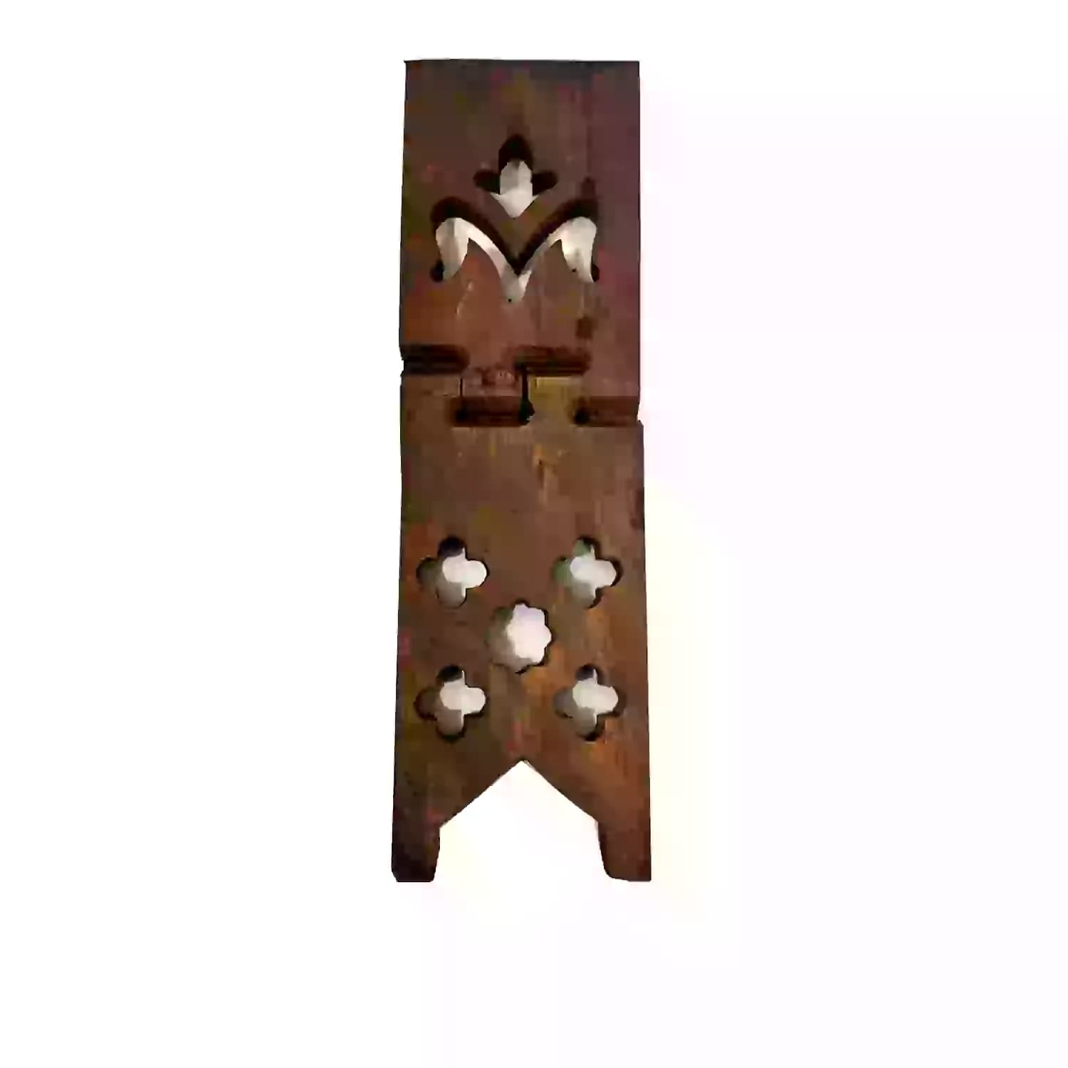 رحل قرآن چوبی طرح لاله شبکه ای قهوه ای ابعاد 12در42 سانت کد 103958