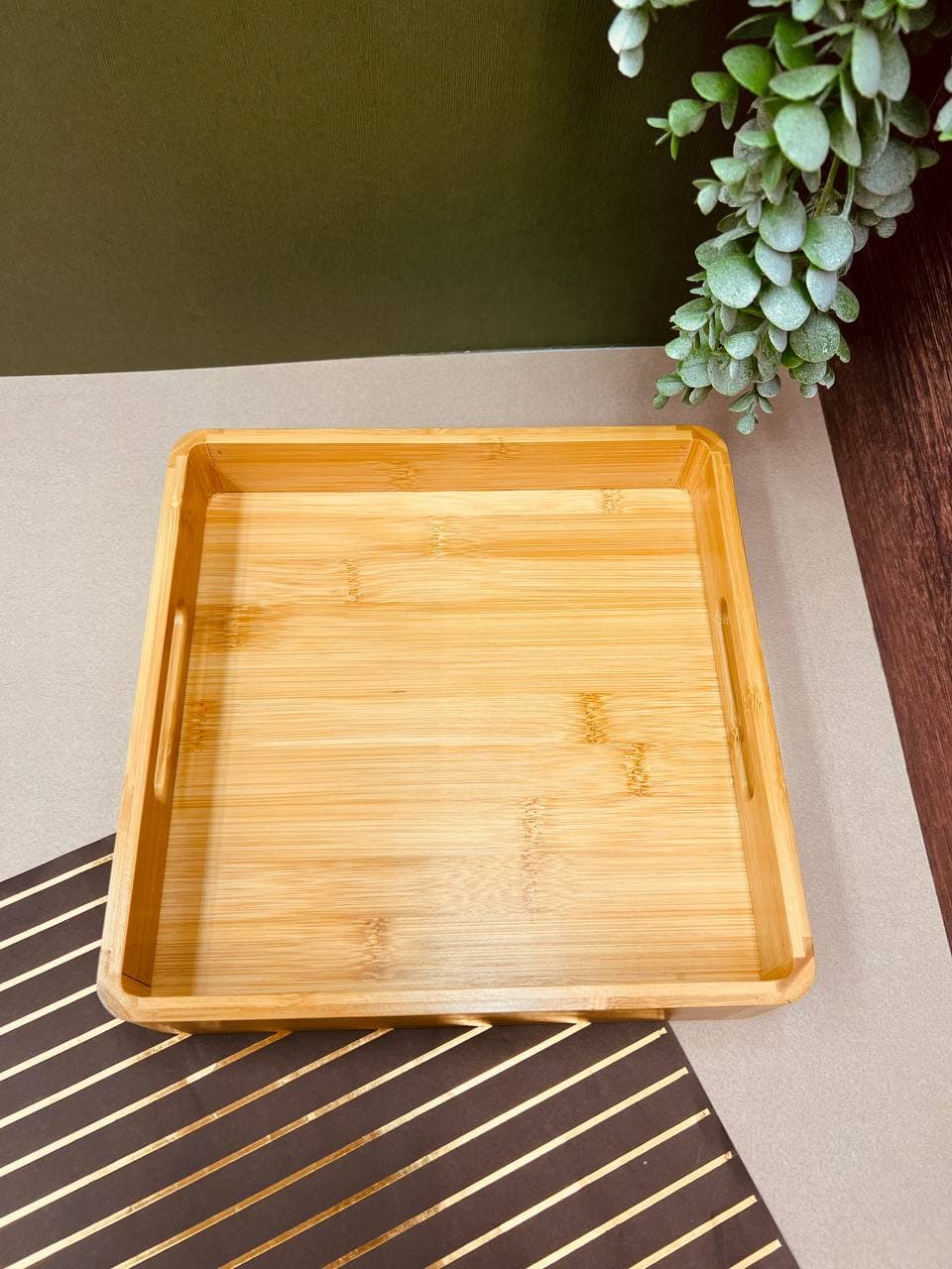 سینی چوبی بامبو مربع کوچک bm131 — تصویر ۲