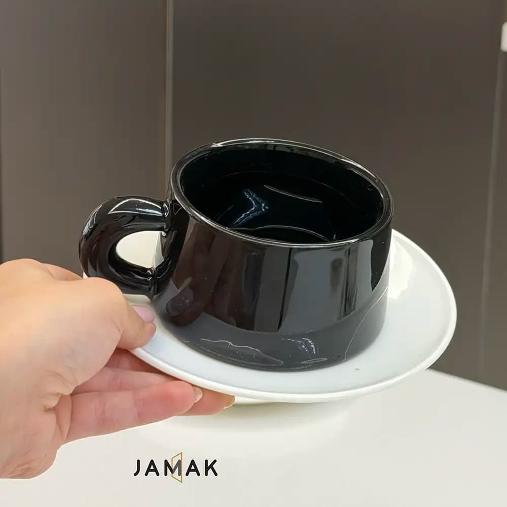 فنجان نعلبکی لته Black & White – یک عددی — تصویر ۳