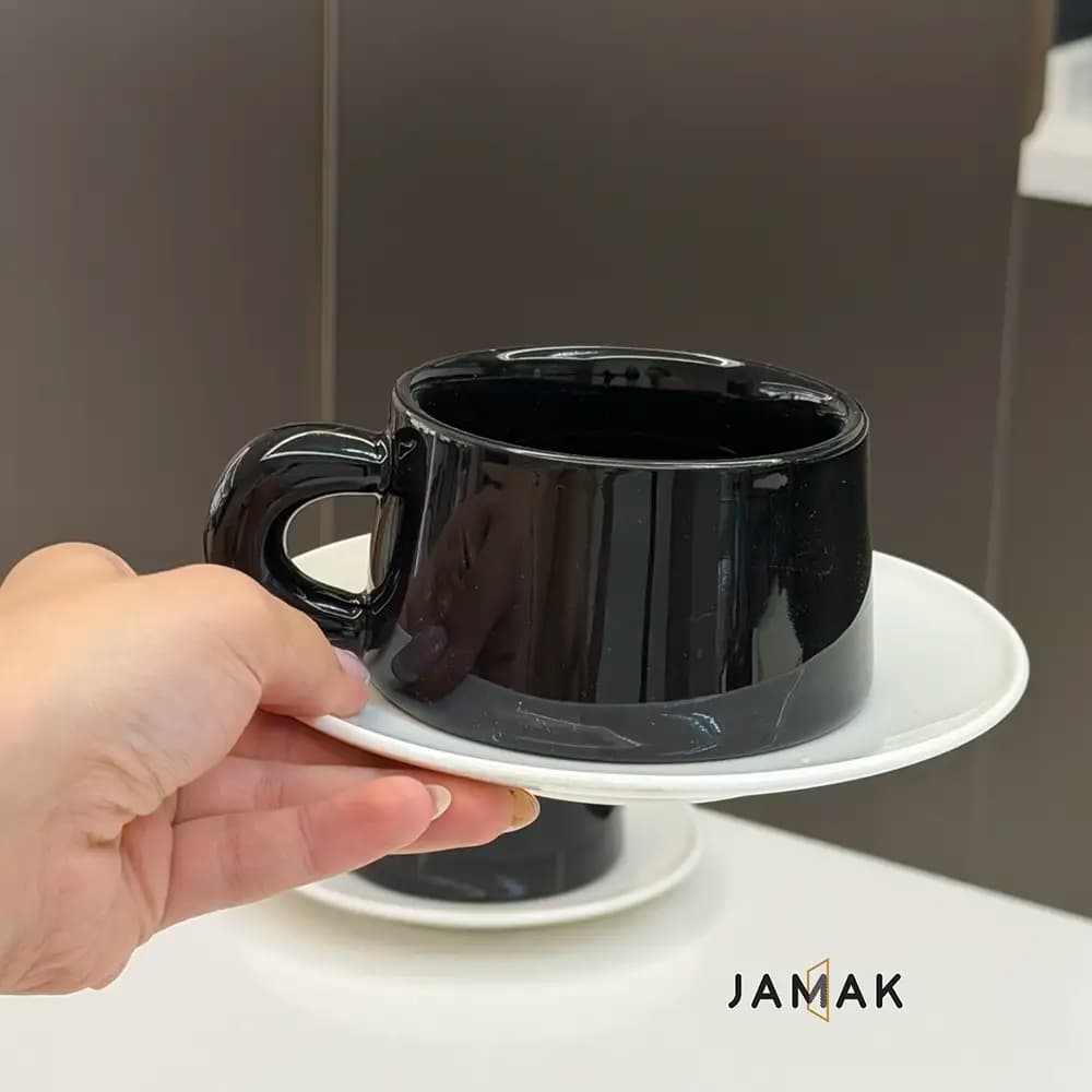 فنجان نعلبکی لته Black & White – یک عددی — تصویر ۲