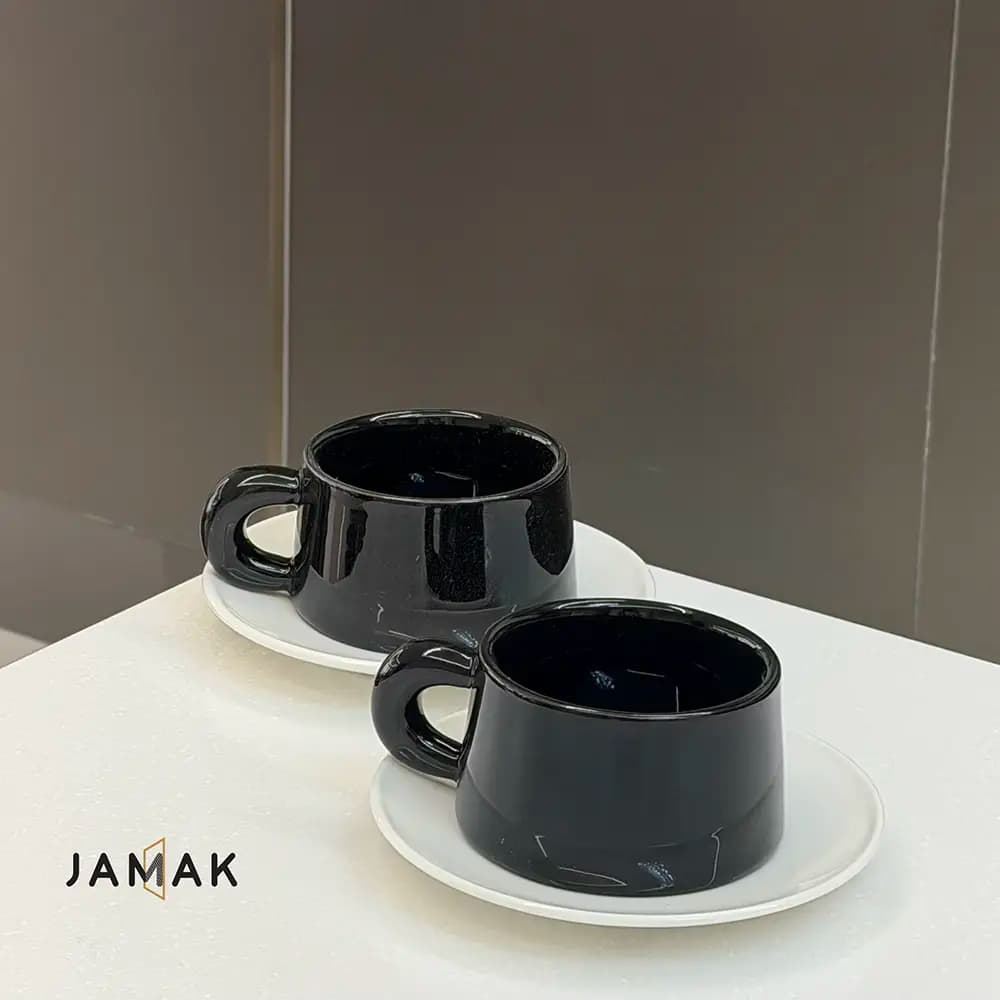 فنجان نعلبکی لته Black & White – یک عددی